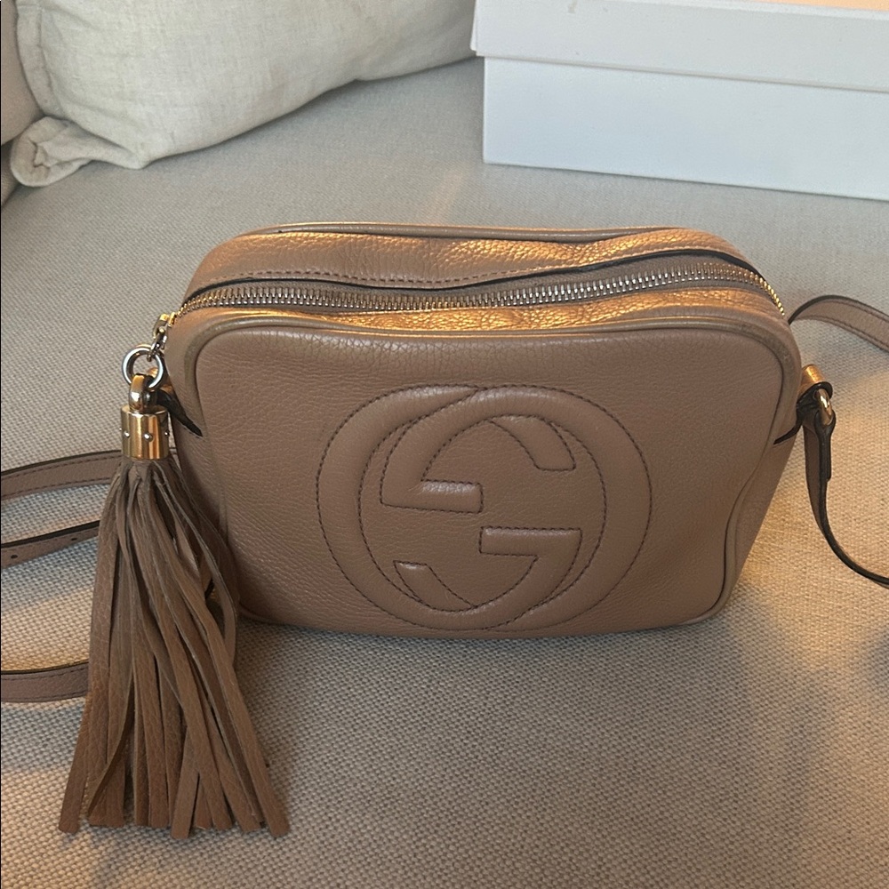 Gucci Brown Leather Crossbody Bag with Tassel
